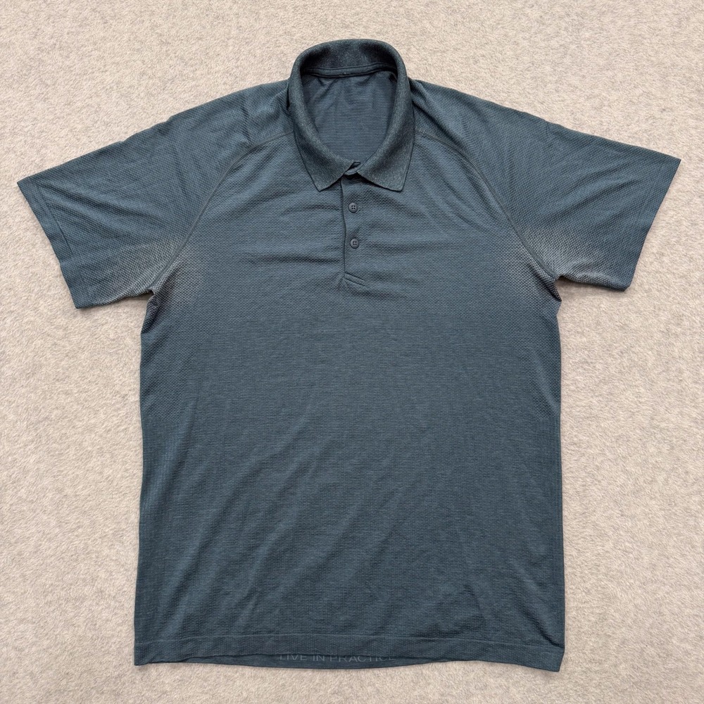 Lululemon Shirt Mens L Blue Short Sleeve Metal Vent Tech Polo